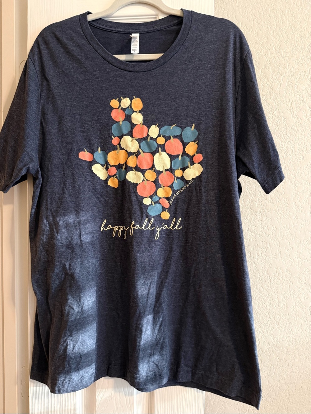 Bella Canvas grey Crewneck Tee - fall Texas pumpkins